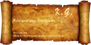 Korponay Gedeon névjegykártya